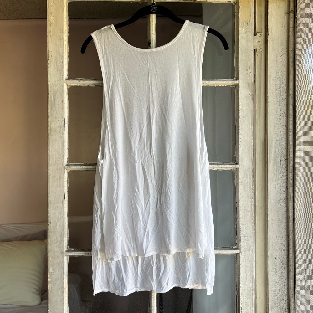 Brandy Melville White Side Slit Tank Top